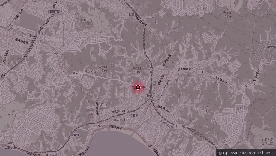 Map of Kamakura, Japan — WeruLux's location marked